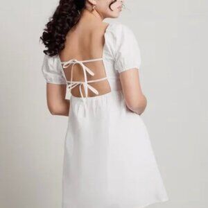 Le Lis Tie Back Baby Doll White Dress - Size L